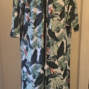 Rachel Zoe Palm Leaf Print Kimono Duster Cover-Up One Size NWT